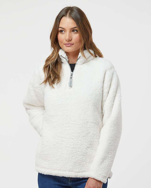 J. America 8451 - Jersey Epic Sherpa Quarter-Zip para mujer