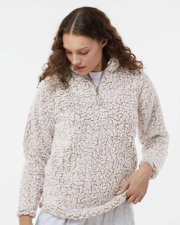 J. America 8451 - Jersey Epic Sherpa Quarter-Zip para mujer