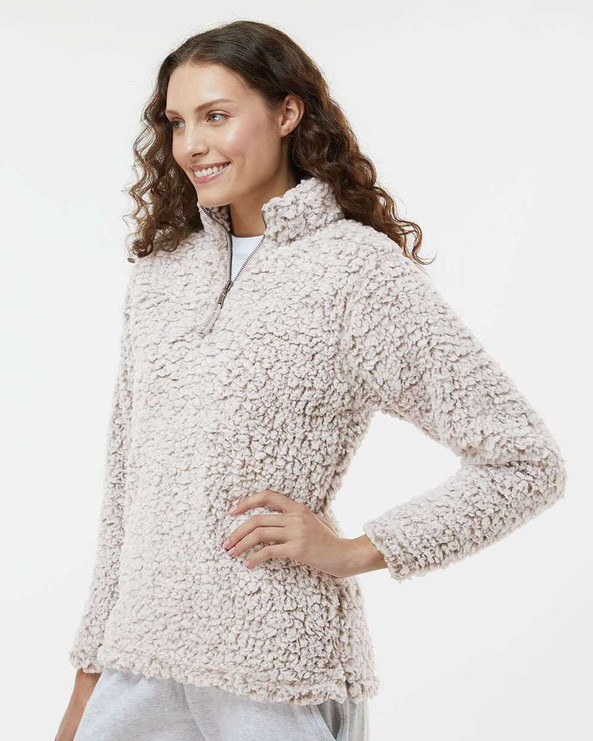 J. America 8451 - Jersey Epic Sherpa Quarter-Zip para mujer