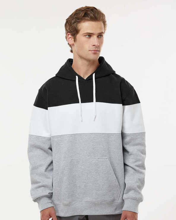 J. America 8644 - Varsity Fleece Colorblocked Hooded Sweatshirt