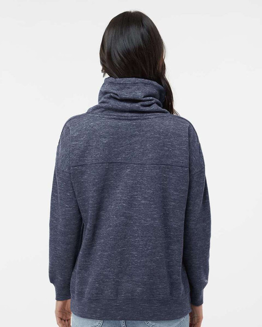 J. America 8673 - Women’s Mélange Fleece Cowl Neck Sweatshirt