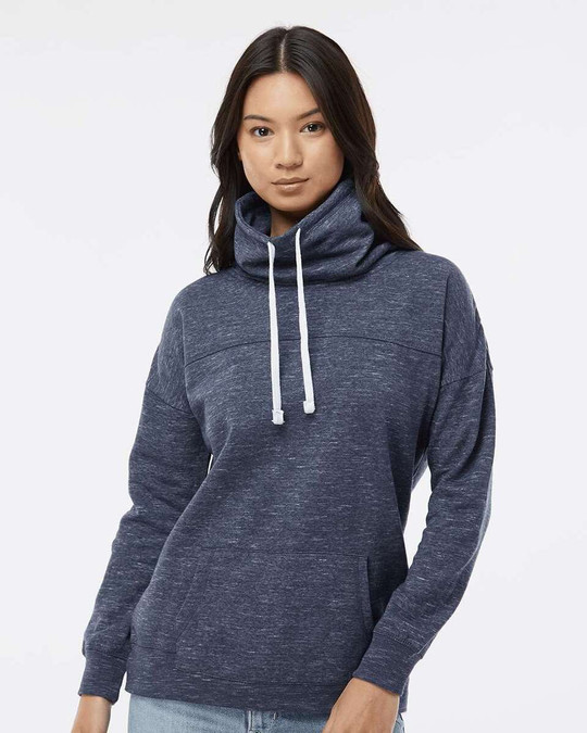 J. America 8673 - Women’s Mélange Fleece Cowl Neck Sweatshirt