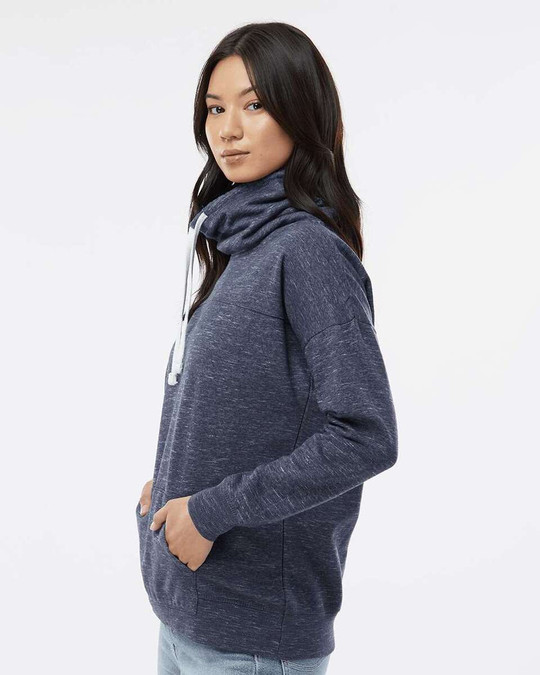 J. America 8673 - Women’s Mélange Fleece Cowl Neck Sweatshirt