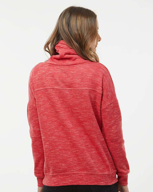 J. America 8673 - Women’s Mélange Fleece Cowl Neck Sweatshirt