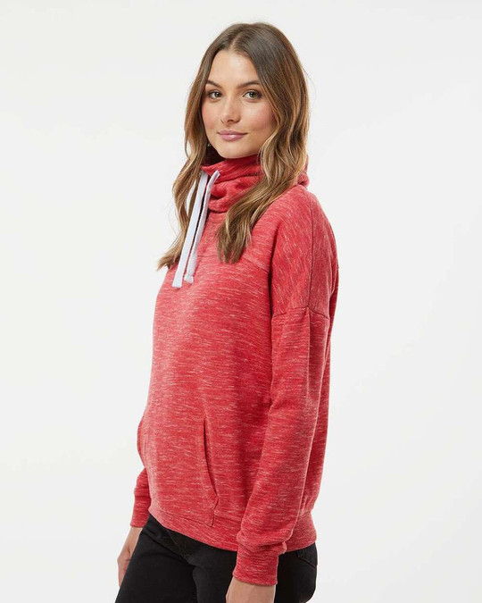 J. America 8673 - Women’s Mélange Fleece Cowl Neck Sweatshirt