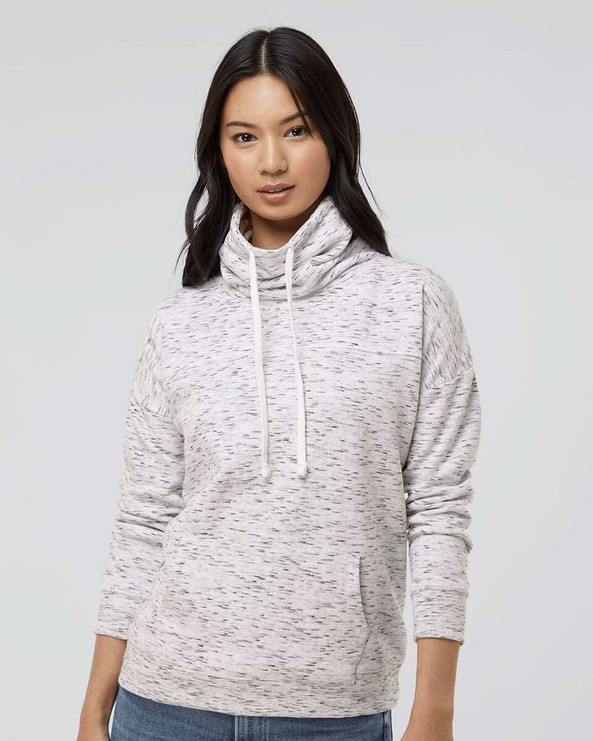 J. America 8673 - Women’s Mélange Fleece Cowl Neck Sweatshirt