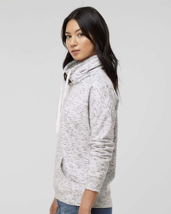 J. America 8673 - Women’s Mélange Fleece Cowl Neck Sweatshirt
