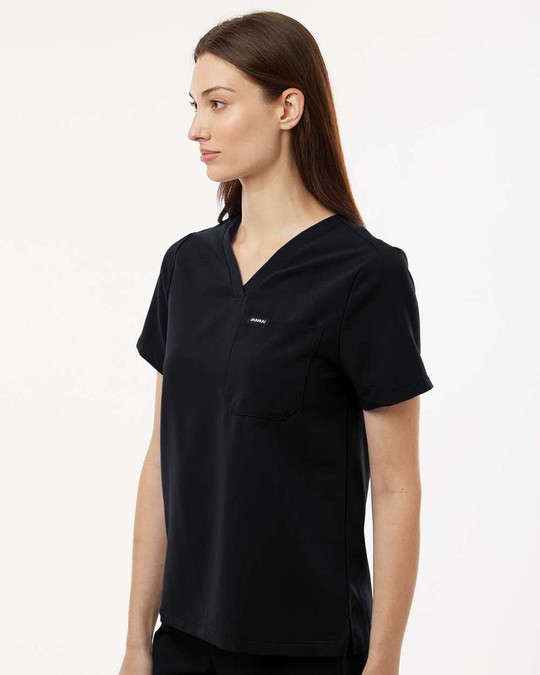 Jaanuu W10001 - Blusa médica Rhena Essential, cuello en V, 1 bolsillo, mujer