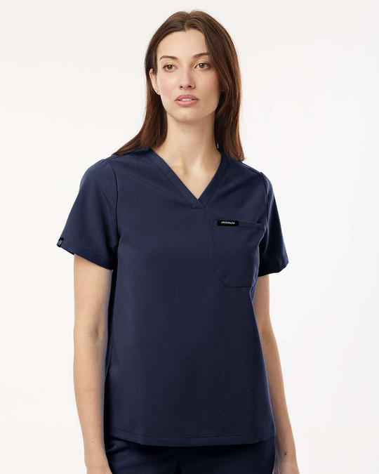 Jaanuu W10001 - Blusa médica Rhena Essential, cuello en V, 1 bolsillo, mujer