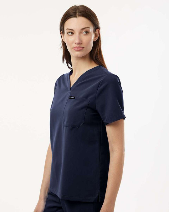 Jaanuu W10001 - Blusa médica Rhena Essential, cuello en V, 1 bolsillo, mujer