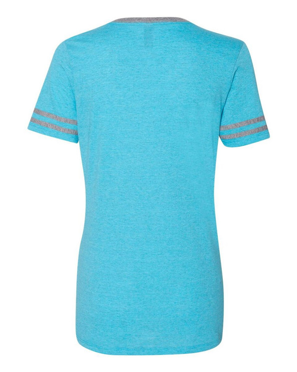 JERZEES 602WVR - Camiseta de mujer Varsity Triblend con cuello en V
