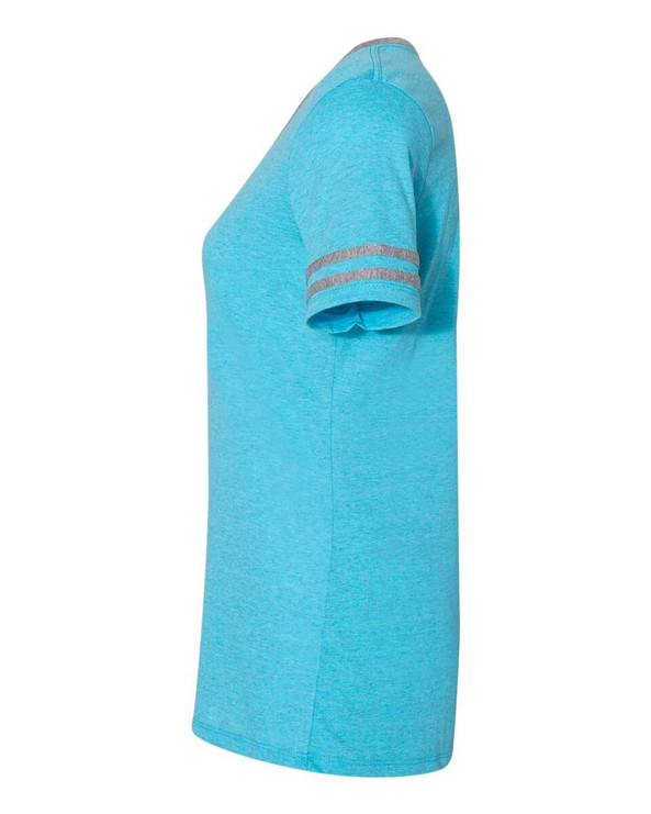 JERZEES 602WVR - Camiseta de mujer Varsity Triblend con cuello en V
