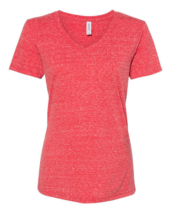 JERZEES 88WVR - Camiseta de cuello en V de mujer Snow Heather Jersey