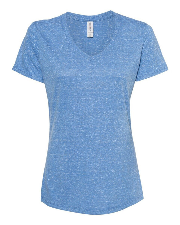 JERZEES 88WVR - Camiseta de cuello en V de mujer Snow Heather Jersey