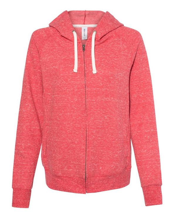 JERZEES 92WR - Sudadera con capucha y cremallera para mujer Snow Heather French Terry