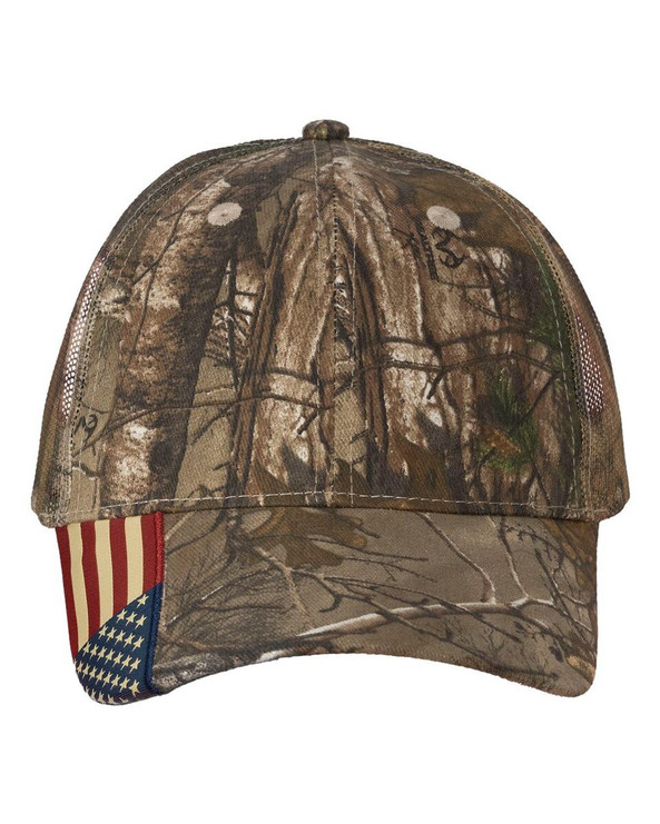 Kati LC350M - Camo Woven USA Flag Mesh Cap
