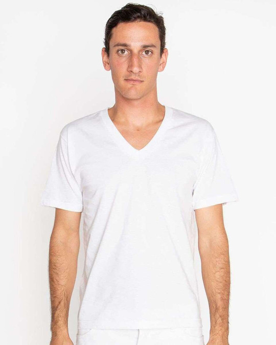 Los Angeles Apparel 24056 - Camiseta con cuello en V de punto fino fabricada en EE.UU.