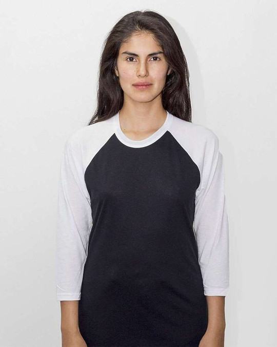 Los Angeles Apparel FF53 - USA-Made Three Quarter Sleeve Raglan Baseball T-Shirt