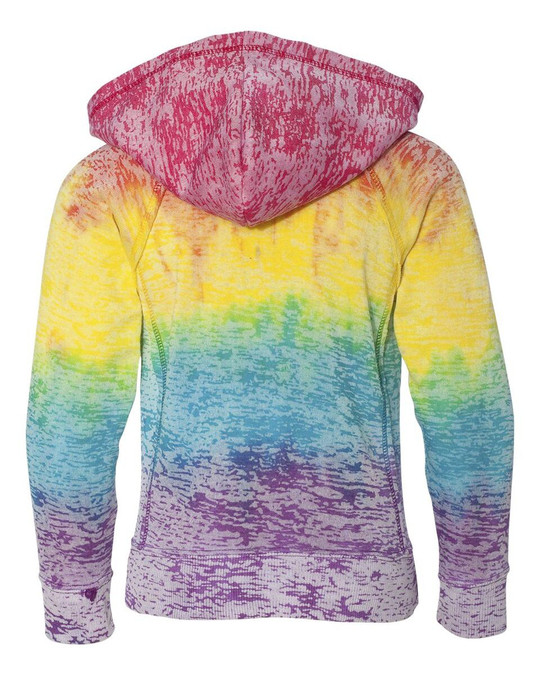 MV Sport W1162Y - Girls’ Courtney Burnout V-Notch Hooded Sweatshirt
