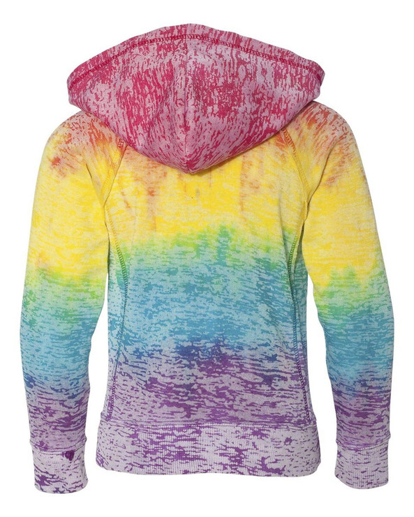 MV Sport W1162Y - Girls’ Courtney Burnout V-Notch Hooded Sweatshirt