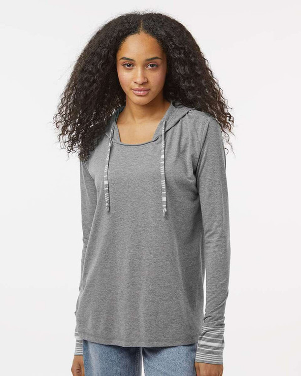 MV Sport W19439 - Women's Heathered Jersey Hooded Tunic