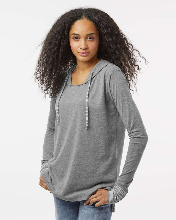 MV Sport W19439 - Women's Heathered Jersey Hooded Tunic
