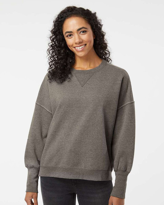 MV Sport W22712 - Sudadera de cuello redondo de vellón afelpado para mujer