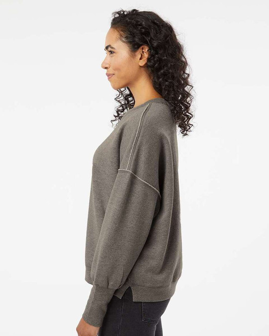 MV Sport W22712 - Sudadera de cuello redondo de vellón afelpado para mujer
