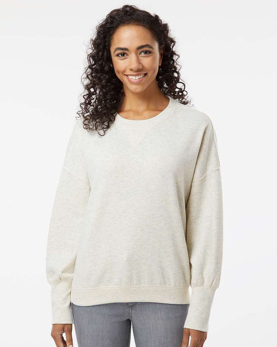 MV Sport W22712 - Sudadera de cuello redondo de vellón afelpado para mujer
