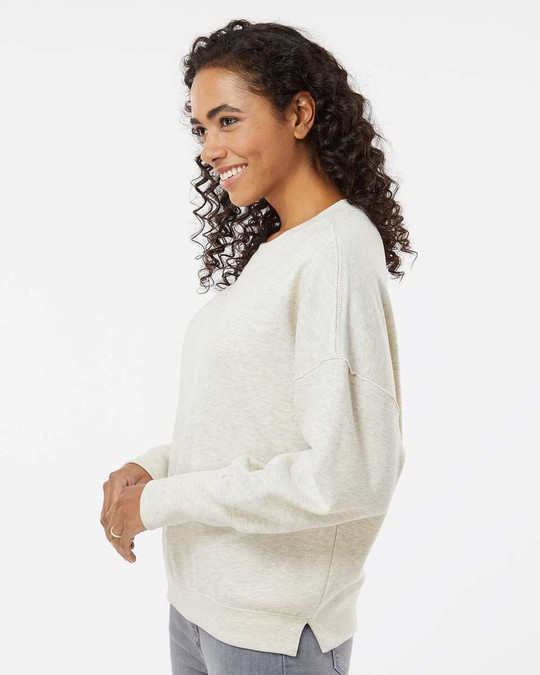 MV Sport W22712 - Sudadera de cuello redondo de vellón afelpado para mujer