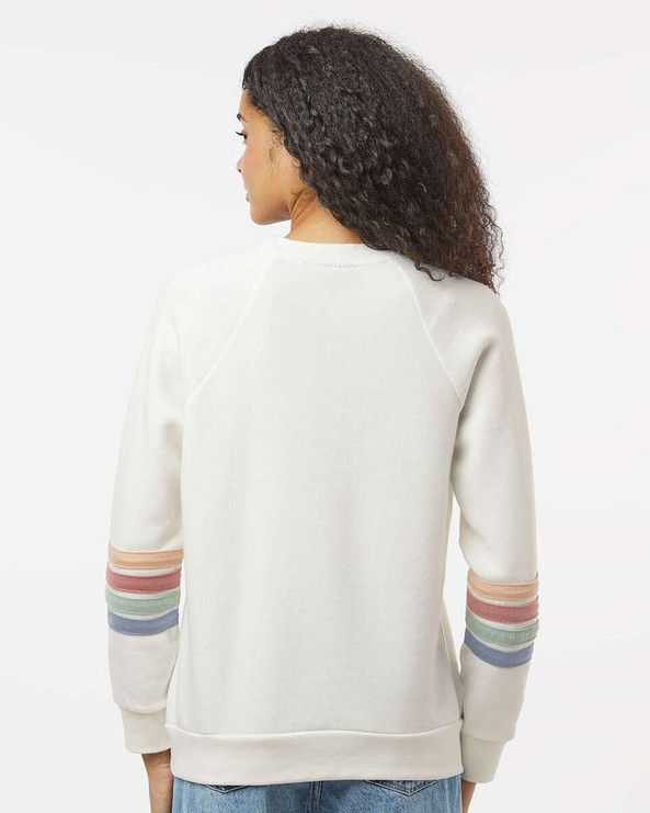MV Sport W23152 - Sudadera de cuello redondo con mangas a rayas para mujer