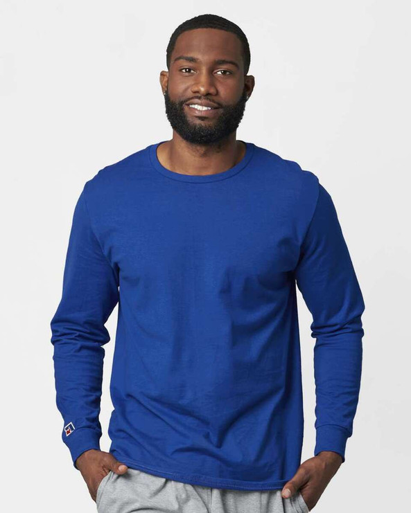 Russell Athletic 600LRUS - Camiseta de manga larga de hilado de anillos peinado
