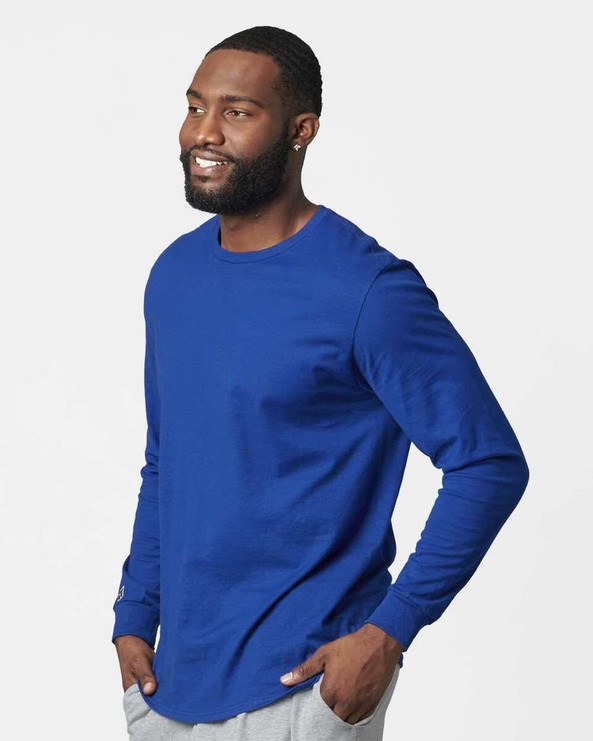 Russell Athletic 600LRUS - Camiseta de manga larga de hilado de anillos peinado