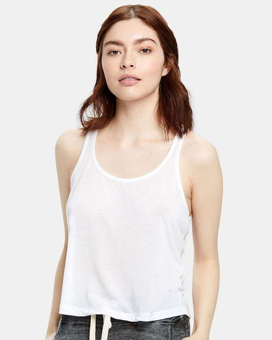 US Blanks US510 - Camiseta de tirantes Sheer Cropped Racer para mujer