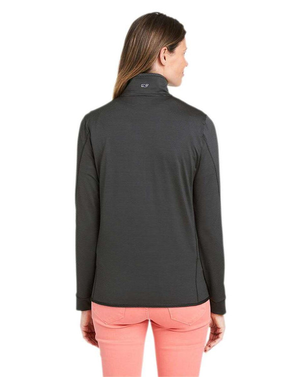 vineyard vines K002521 - Jersey de mujer con media cremallera Sankaty de microrayas