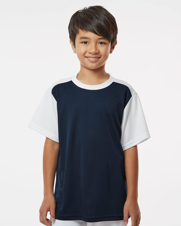 Alleson Athletic 532CJY - Camiseta de béisbol juvenil con cuello redondo