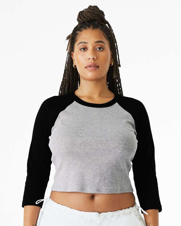Bella+Canvas 1200 - Camiseta de manga raglán 3/4 Micro Rib para mujer