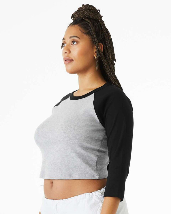Bella+Canvas 1200 - Camiseta de manga raglán 3/4 Micro Rib para mujer