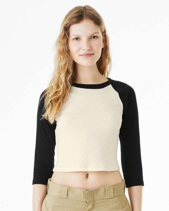 Bella+Canvas 1200 - Women's Micro Rib 3/4 Raglan Sleeve Baby Tee