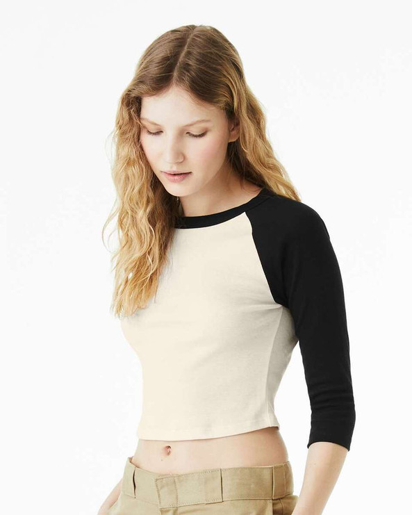 Bella+Canvas 1200 - Women's Micro Rib 3/4 Raglan Sleeve Baby Tee
