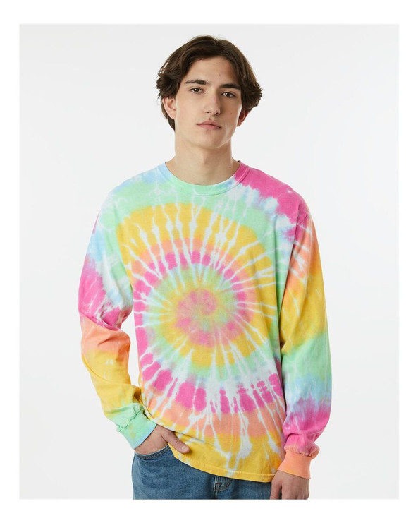 Dyenomite 240MS - Camiseta de manga larga teñida en espiral multicolor