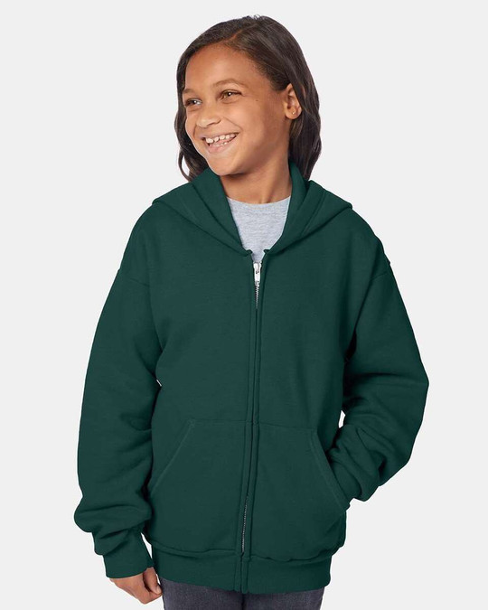 Hanes P480 - Sudadera con capucha y cremallera completa EcoSmart® Youth