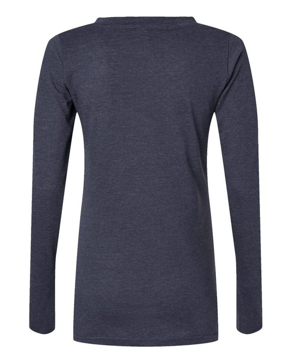 LAT 3538 - Camiseta de manga larga de encaje de punto fino para mujer