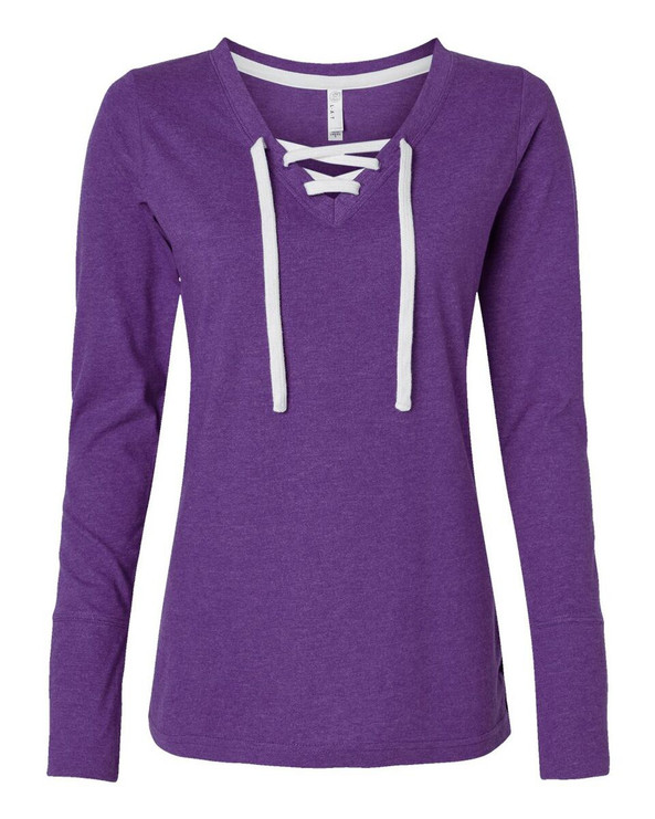 LAT 3538 - Women's Fine Jersey Lace-Up Long Sleeve T-Shirt