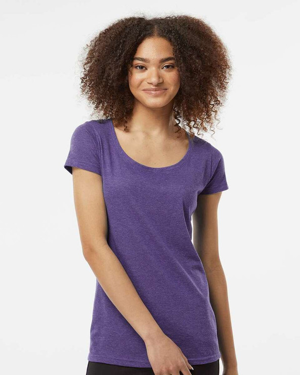 Tultex 243 - Camiseta de mujer con cuello redondo Poly-Rich