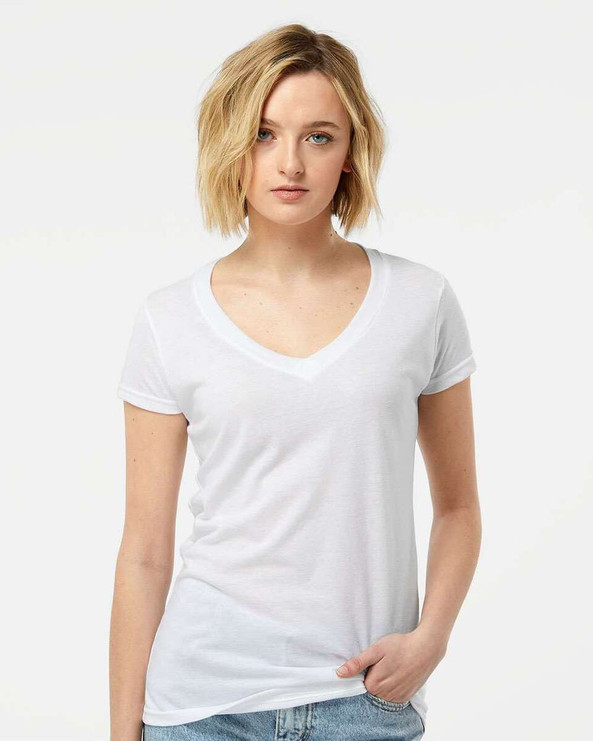 Tultex 244 - Camiseta de cuello en V de mujer Poly-Rich