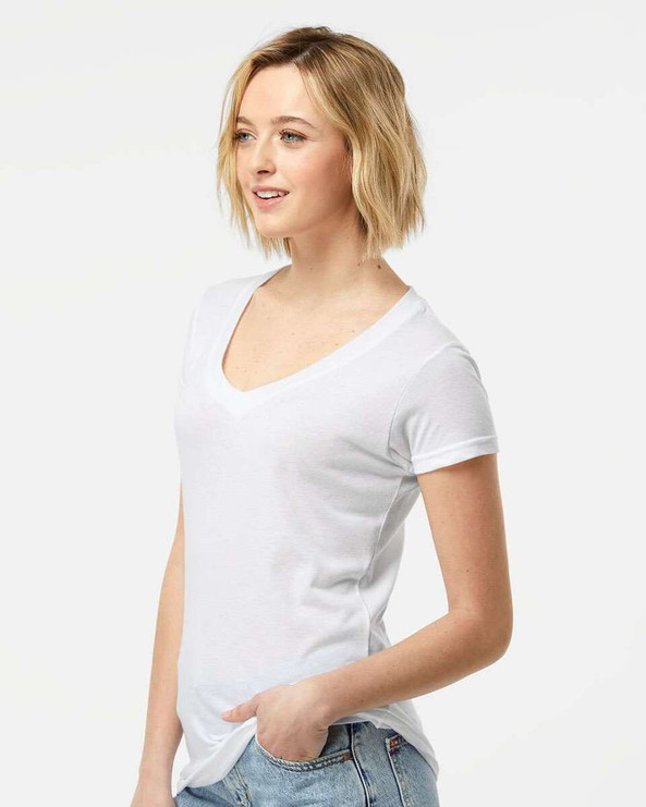 Tultex 244 - Camiseta de cuello en V de mujer Poly-Rich