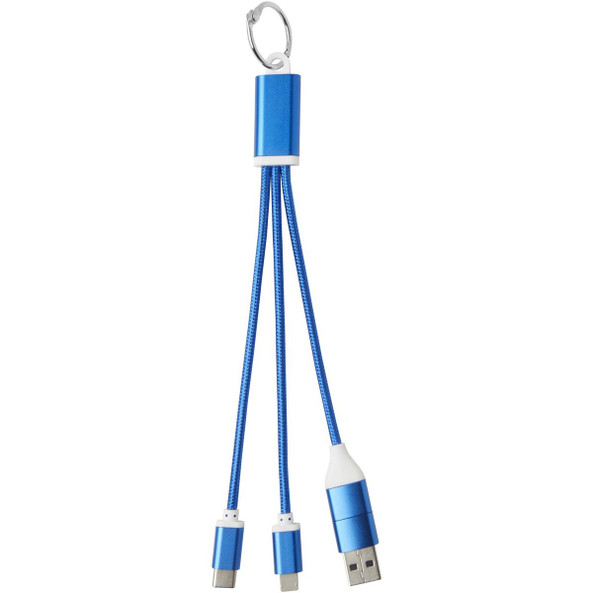 Metal 4-in-1 recycled aluminium charging cable with keychain - EgotierPro 124382