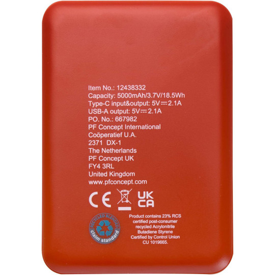 Asama 5000 mAh Type-C recycled plastic power bank - EgotierPro 124383