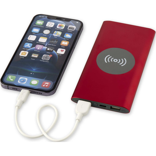 Juice 8000 mAh Type-C recycled aluminium wireless power bank - EgotierPro 124385